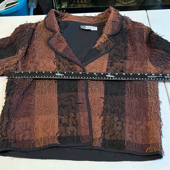 Hovus Pokus size large brown & black check jacket with fringe detail - Picture 5 of 13